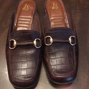 Brown slip ons